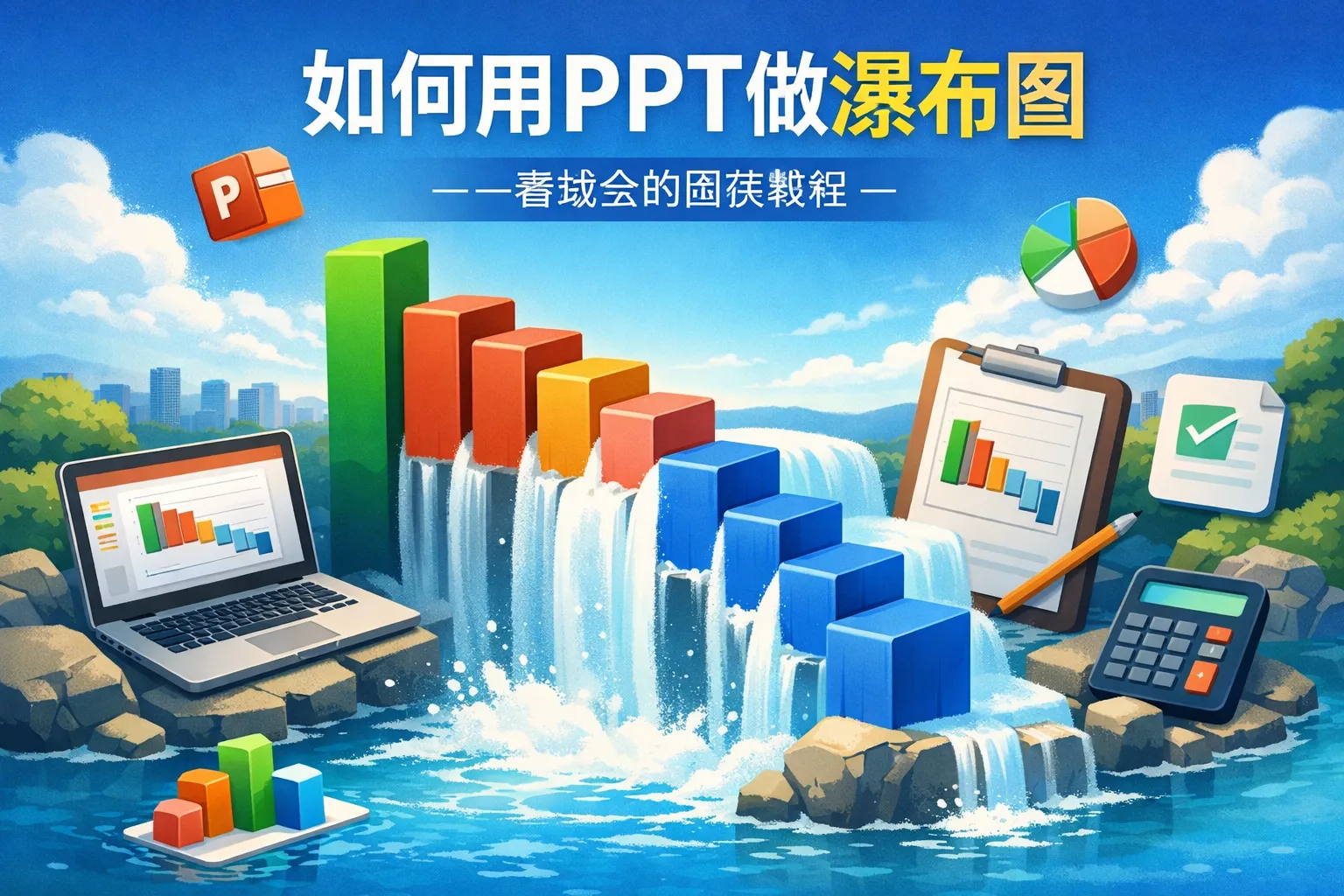 如何用ppt做瀑布图