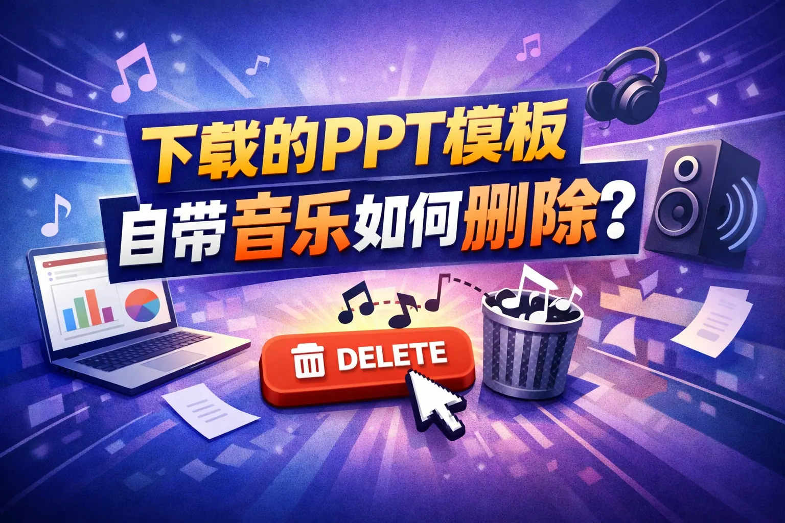 下载的ppt模板自带音乐如何删除