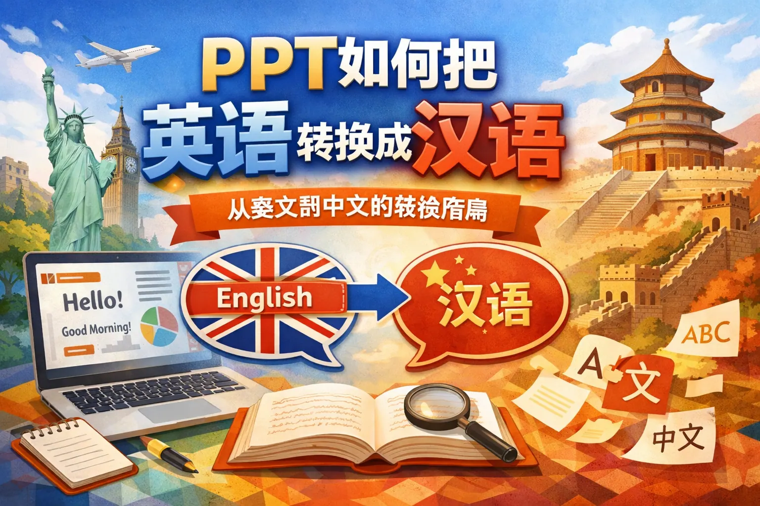 ppt如何把英语转换成汉语