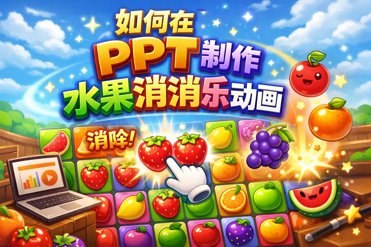 如何在ppt制作水果消消乐动画