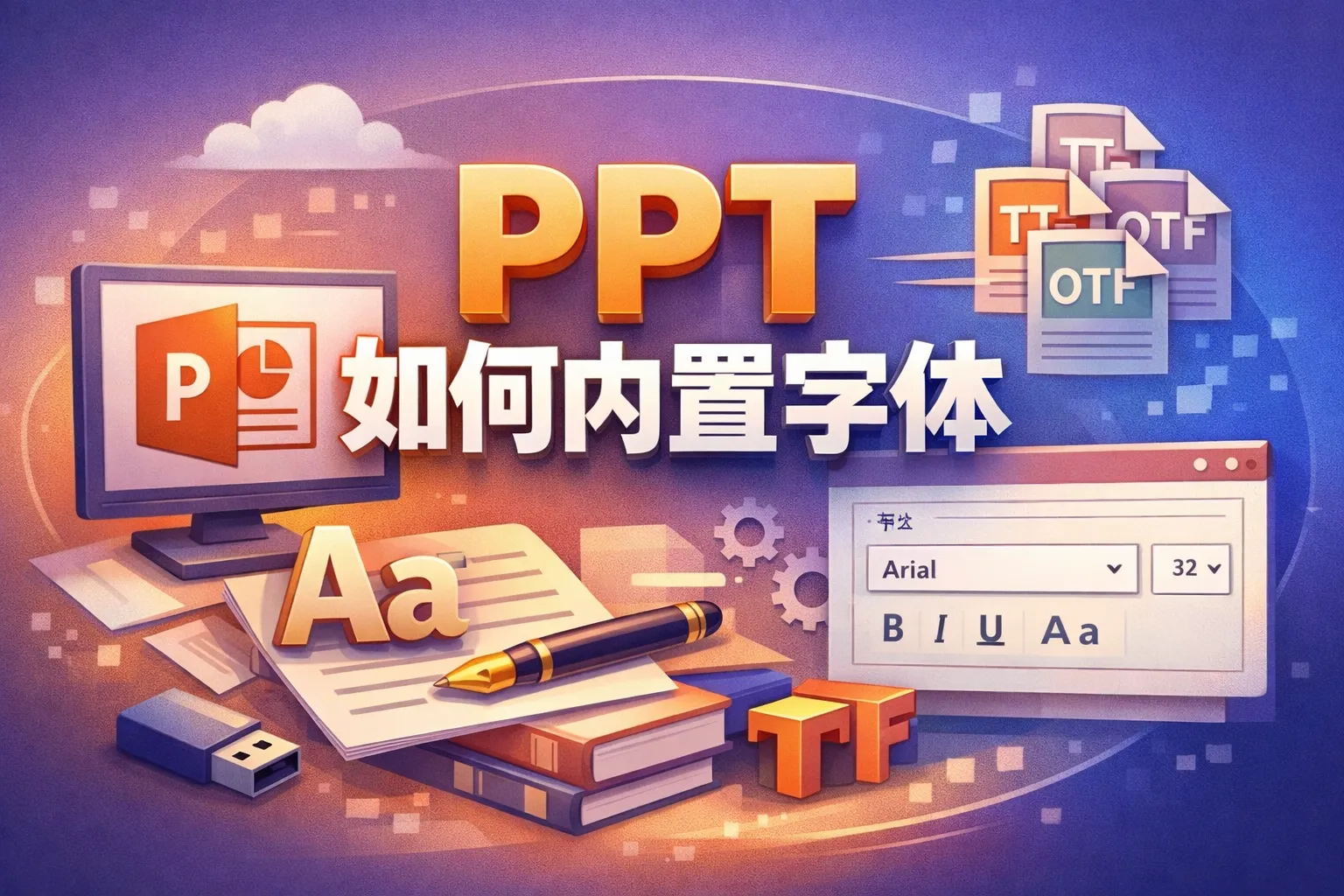 ppt如何内置字体