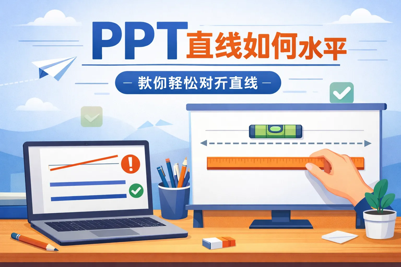 PPT直线如何水平