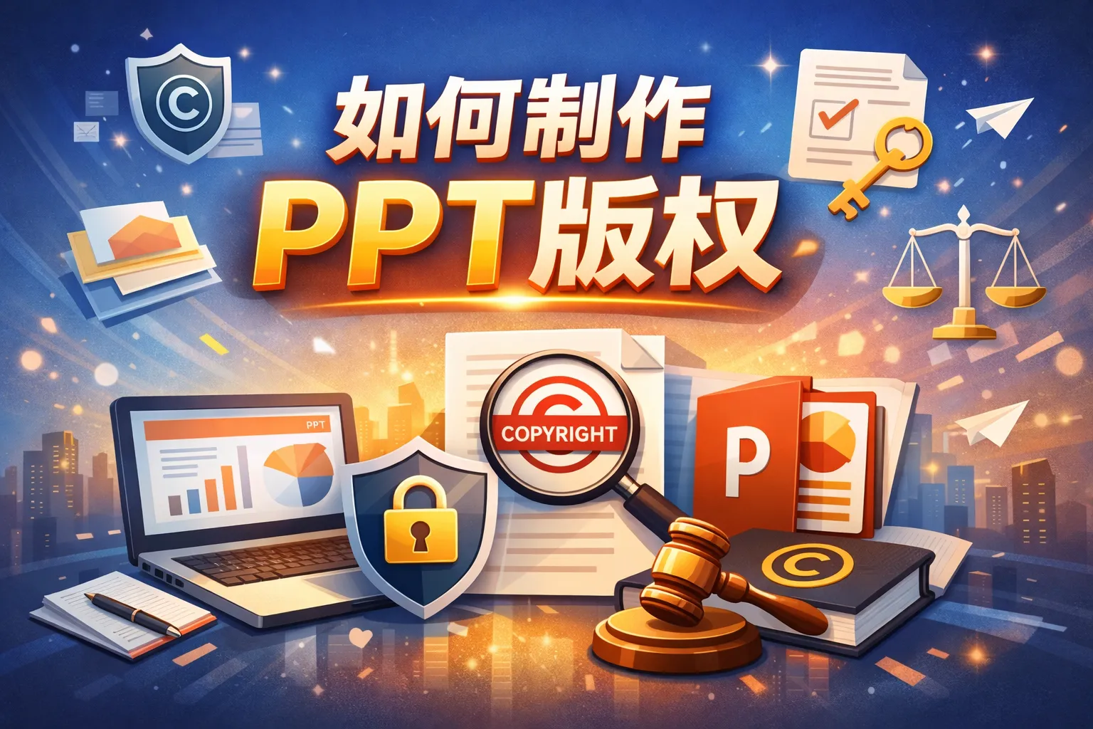 如何制作ppt版权
