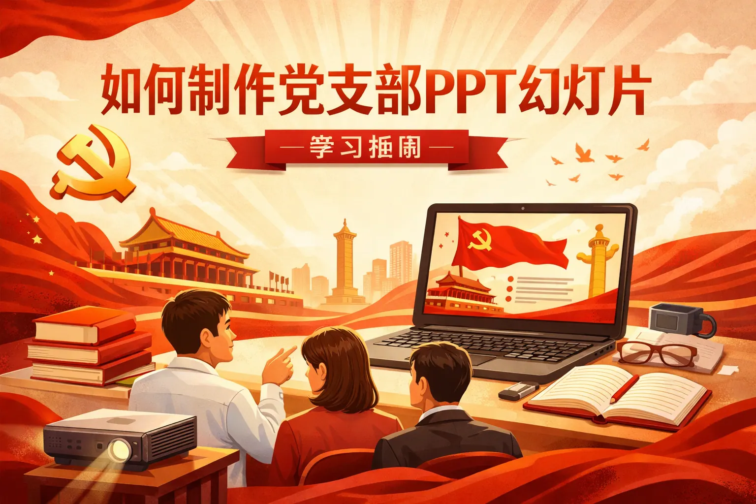 如何制作党支部ppt幻灯片