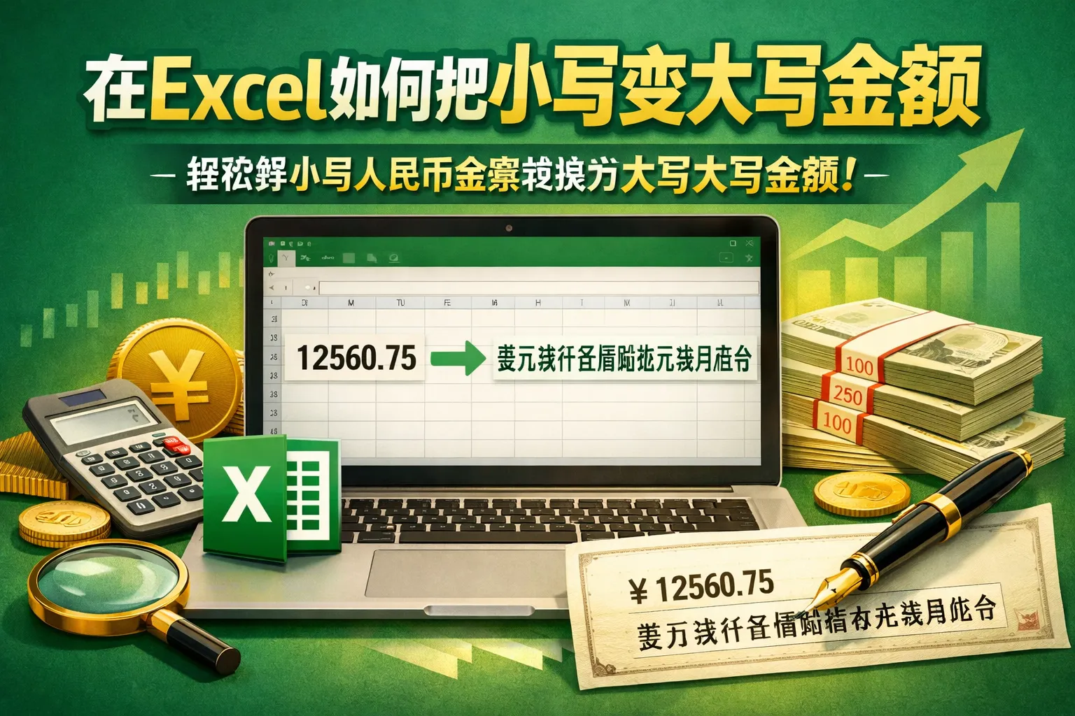 在excel如何把小写变大写金额