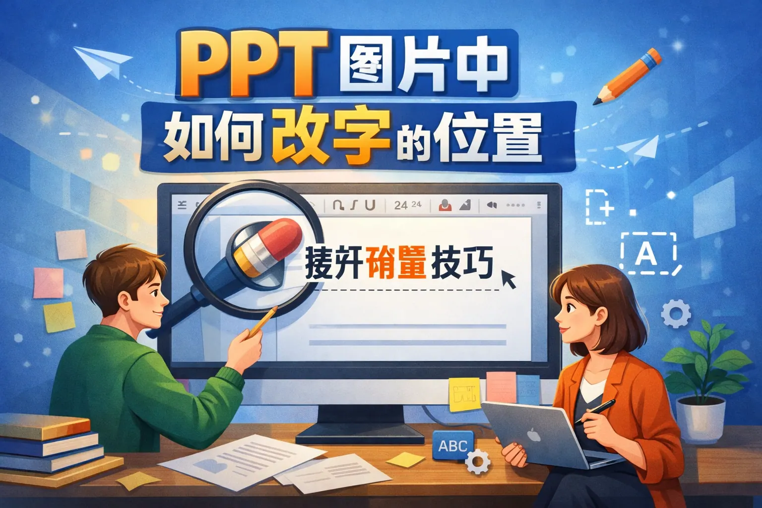 PPT图片中如何改字的位置