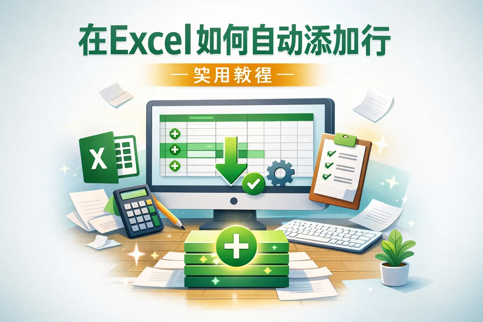 在excel如何自动添加行