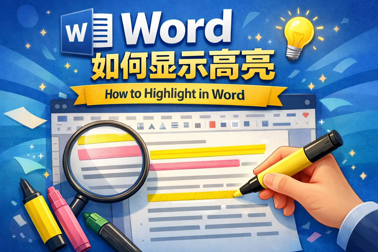 word 如何显示高亮