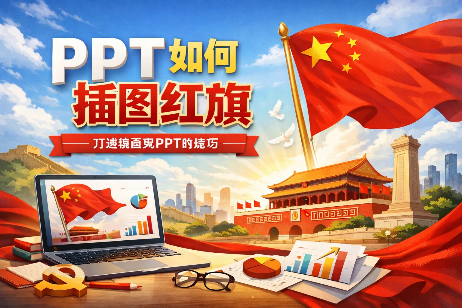 ppt如何插图红旗