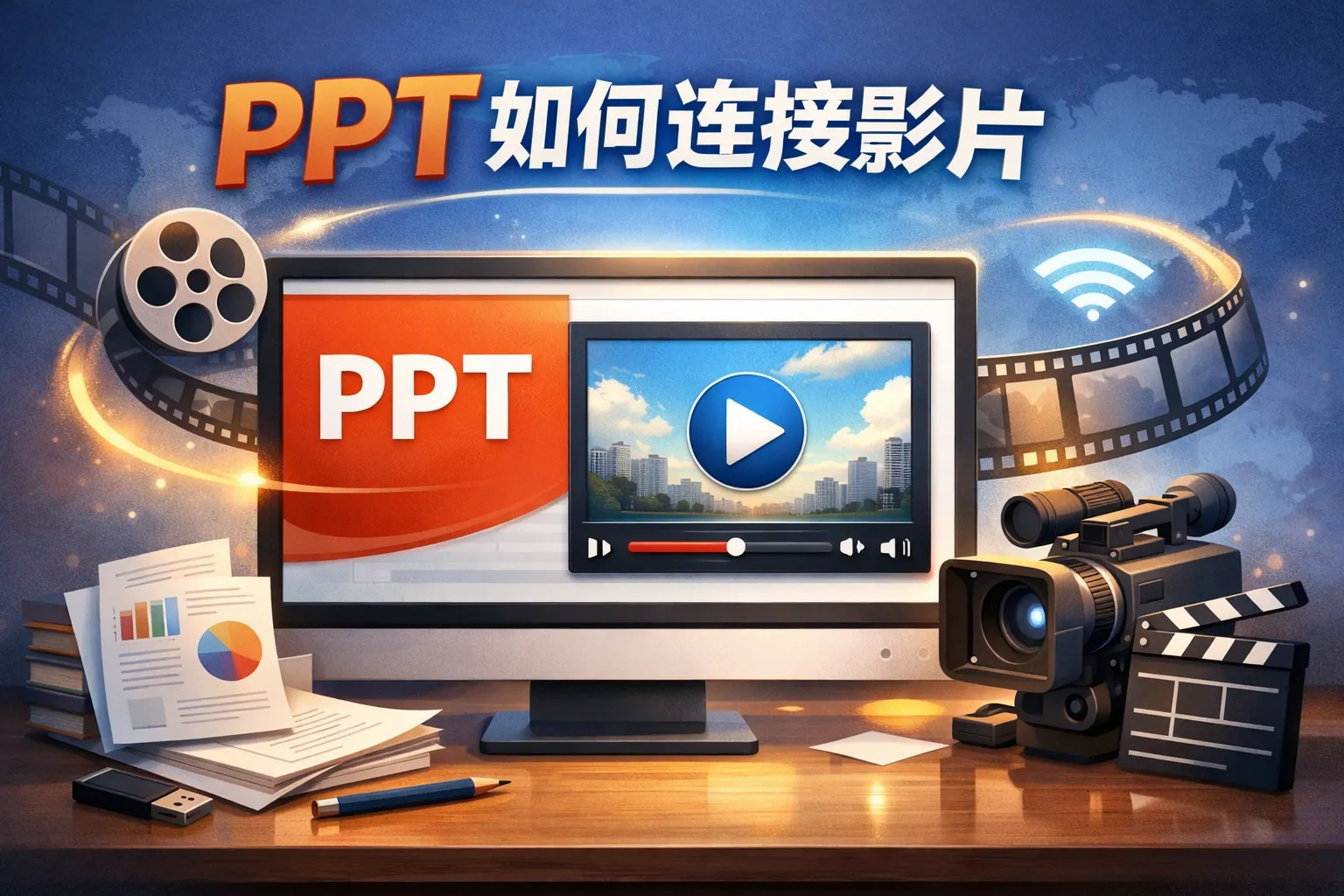 ppt 如何连接影片