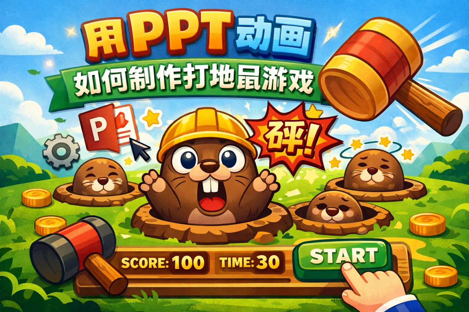 用ppt动画如何制作打地鼠游戏