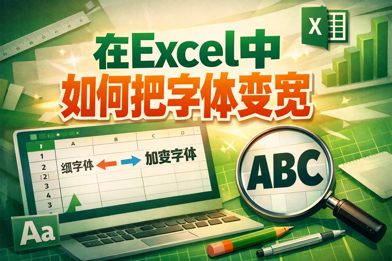 在excel中如何把字体变宽