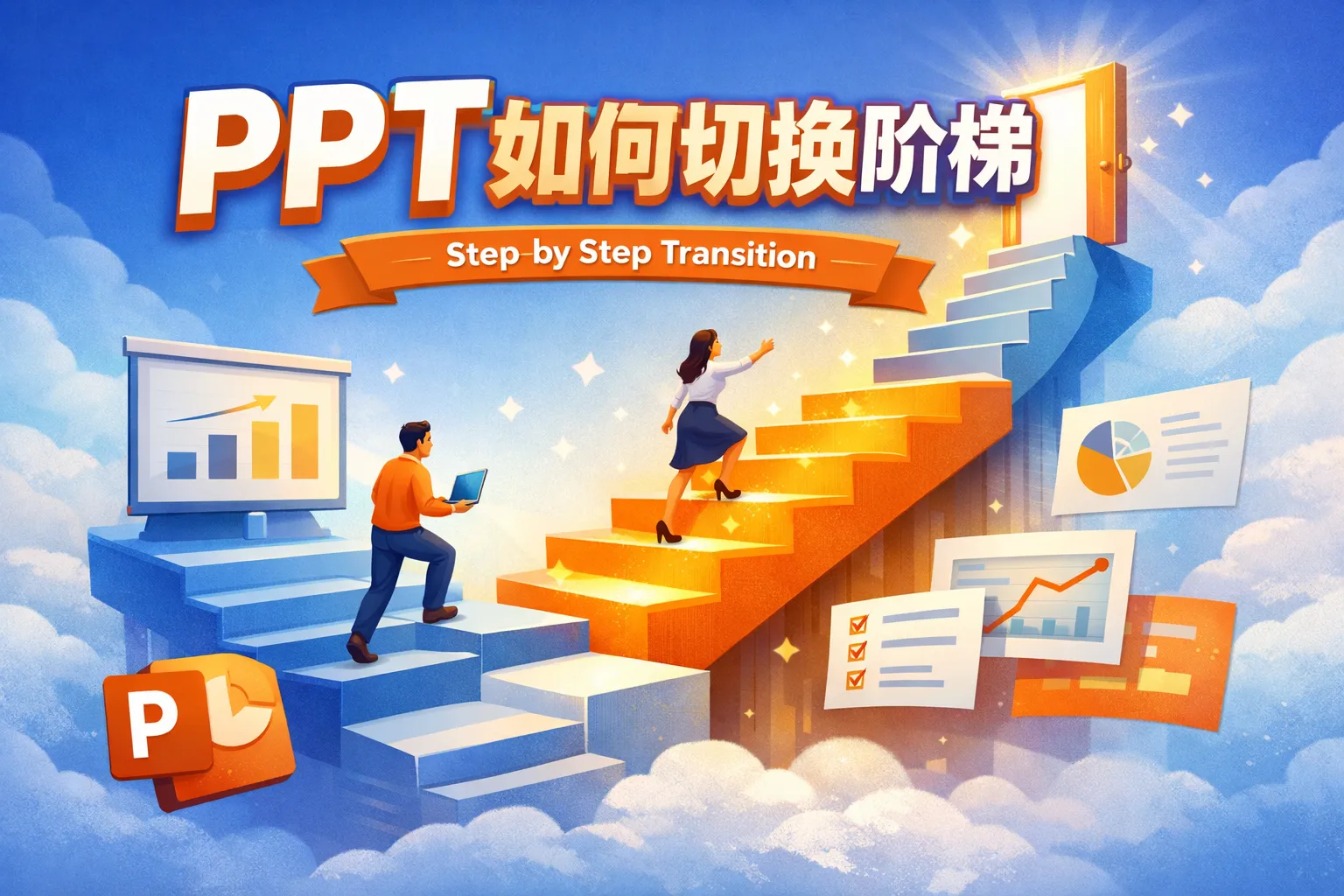 ppt如何切换阶梯