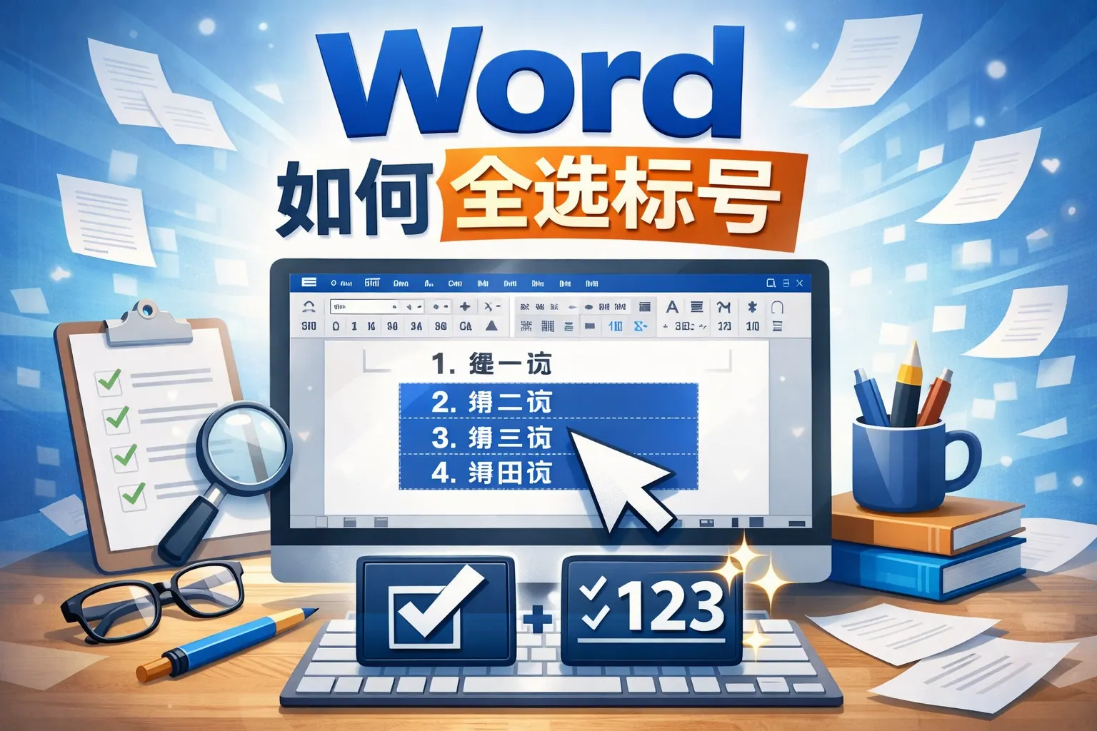 word如何全选标号