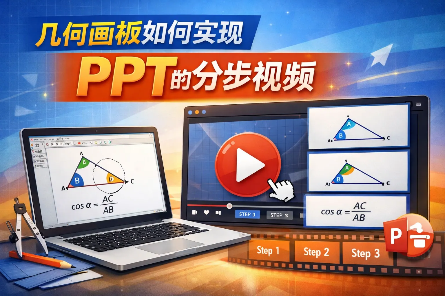 几何画板如何实现ppt的分步视频