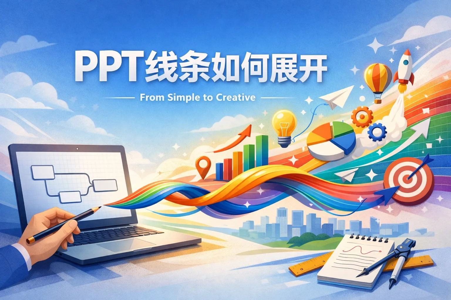 ppt线条如何展开