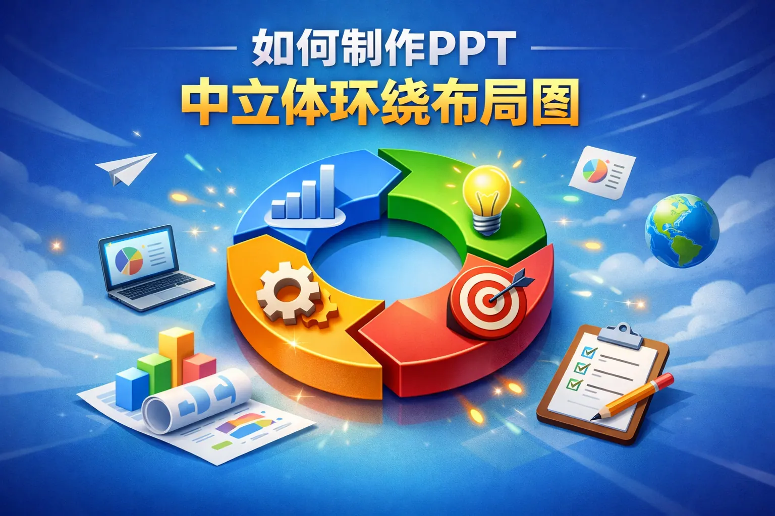 如何制作ppt中立体环绕布局图