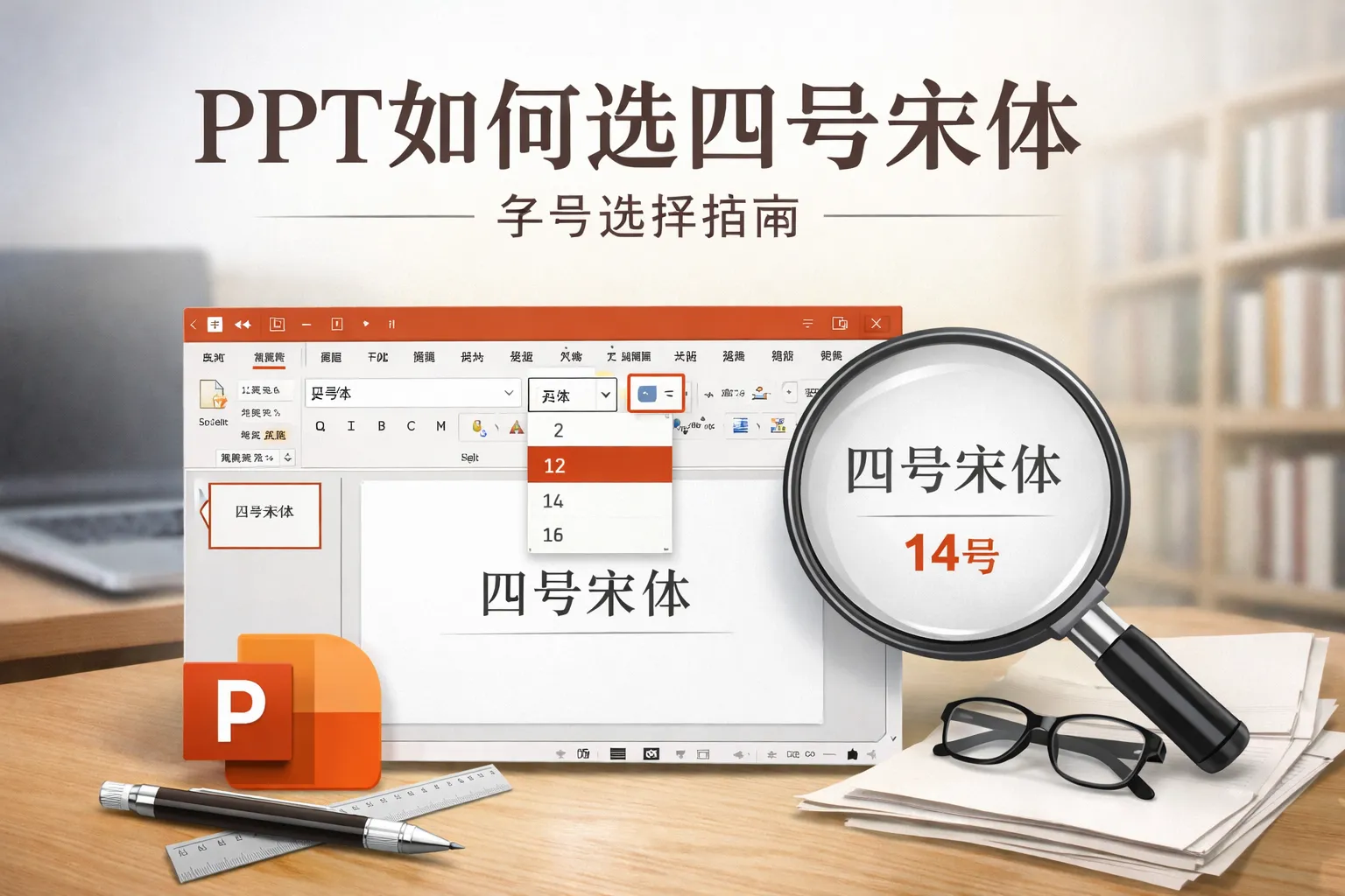 ppt如何选四号宋体