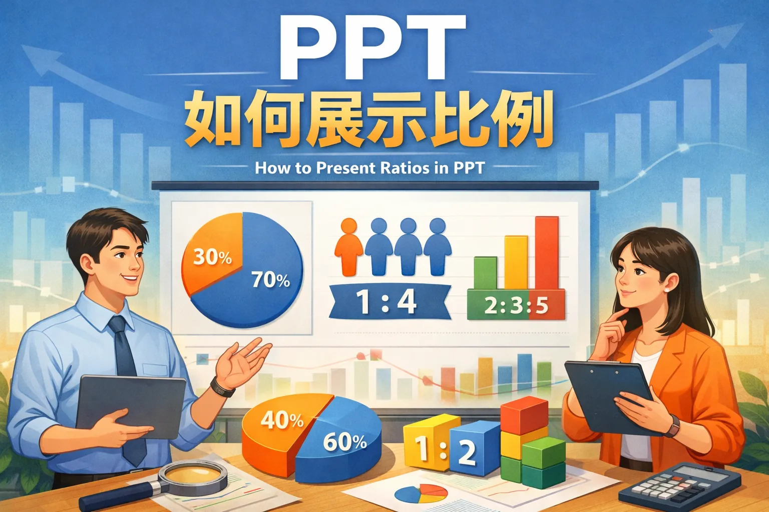 ppt如何展示比例