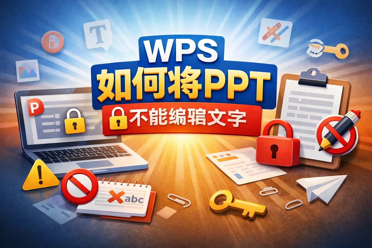 wps如何将ppt 不能编辑文字
