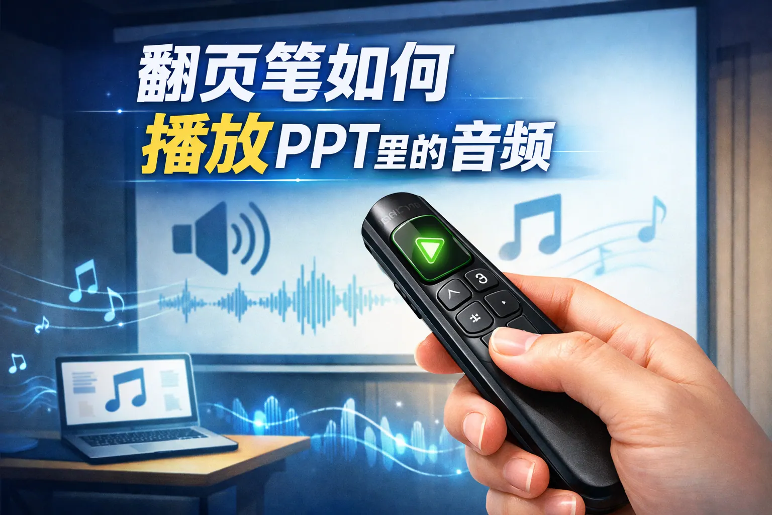 翻页笔如何播放ppt里的音频