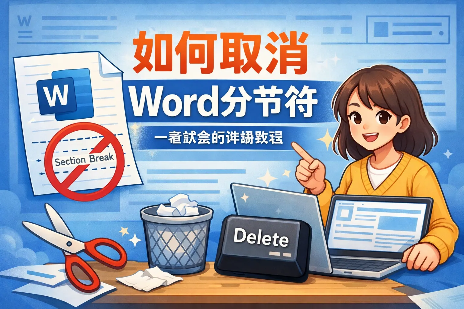 如何取消word分节符