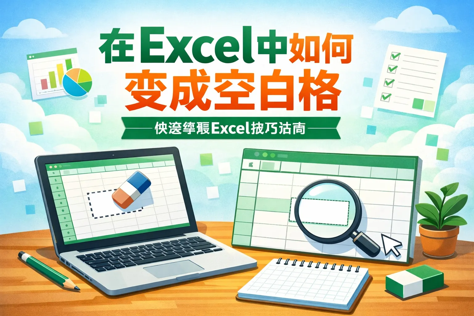 在excel中如何变成空白格