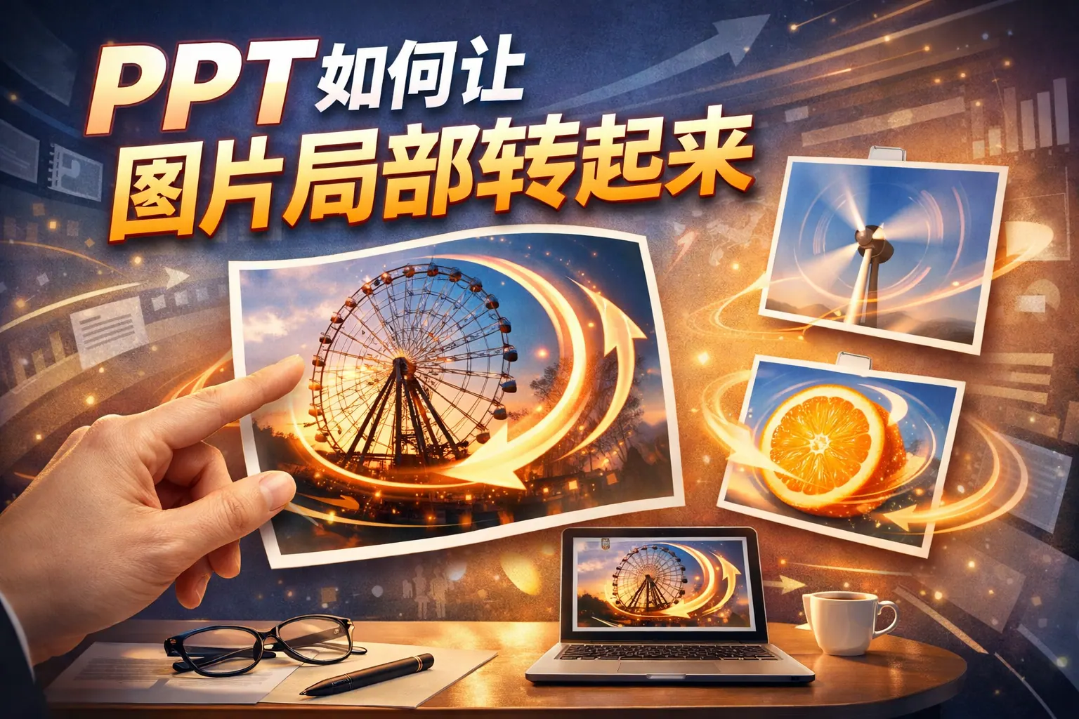 ppt如何让图片局部转起来