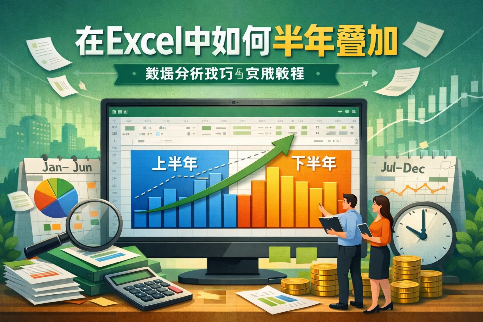 在excel中如何半年叠加