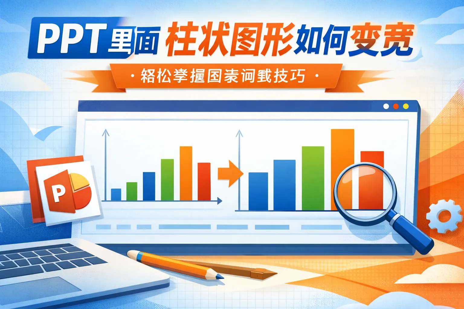 PPT里面柱状图形如何变宽