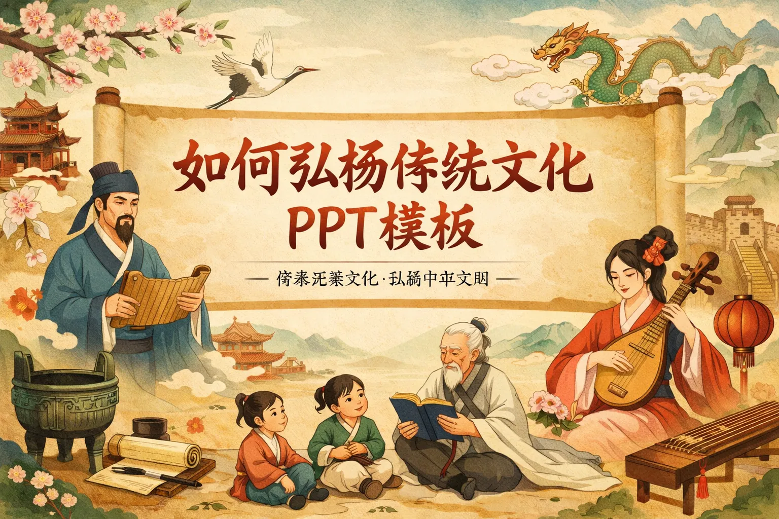 如何弘扬传统文化ppt模板