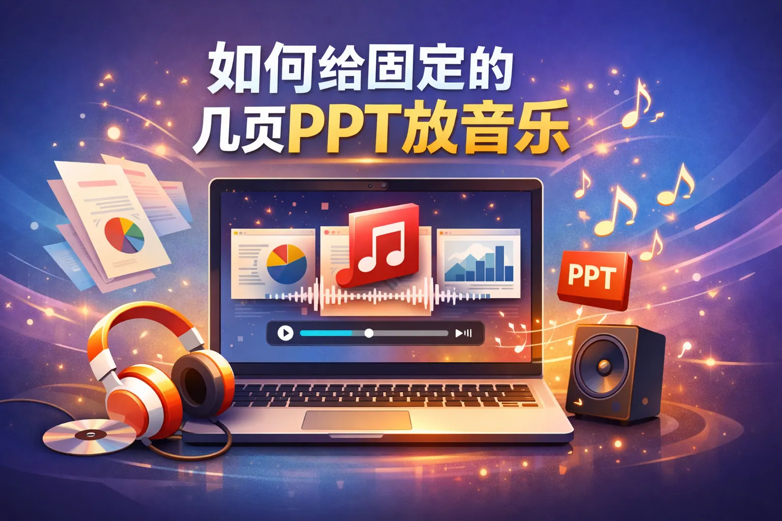 如何给固定的几页ppt放音乐