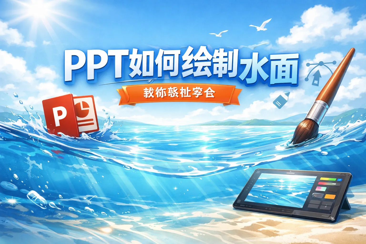 ppt如何绘制水面