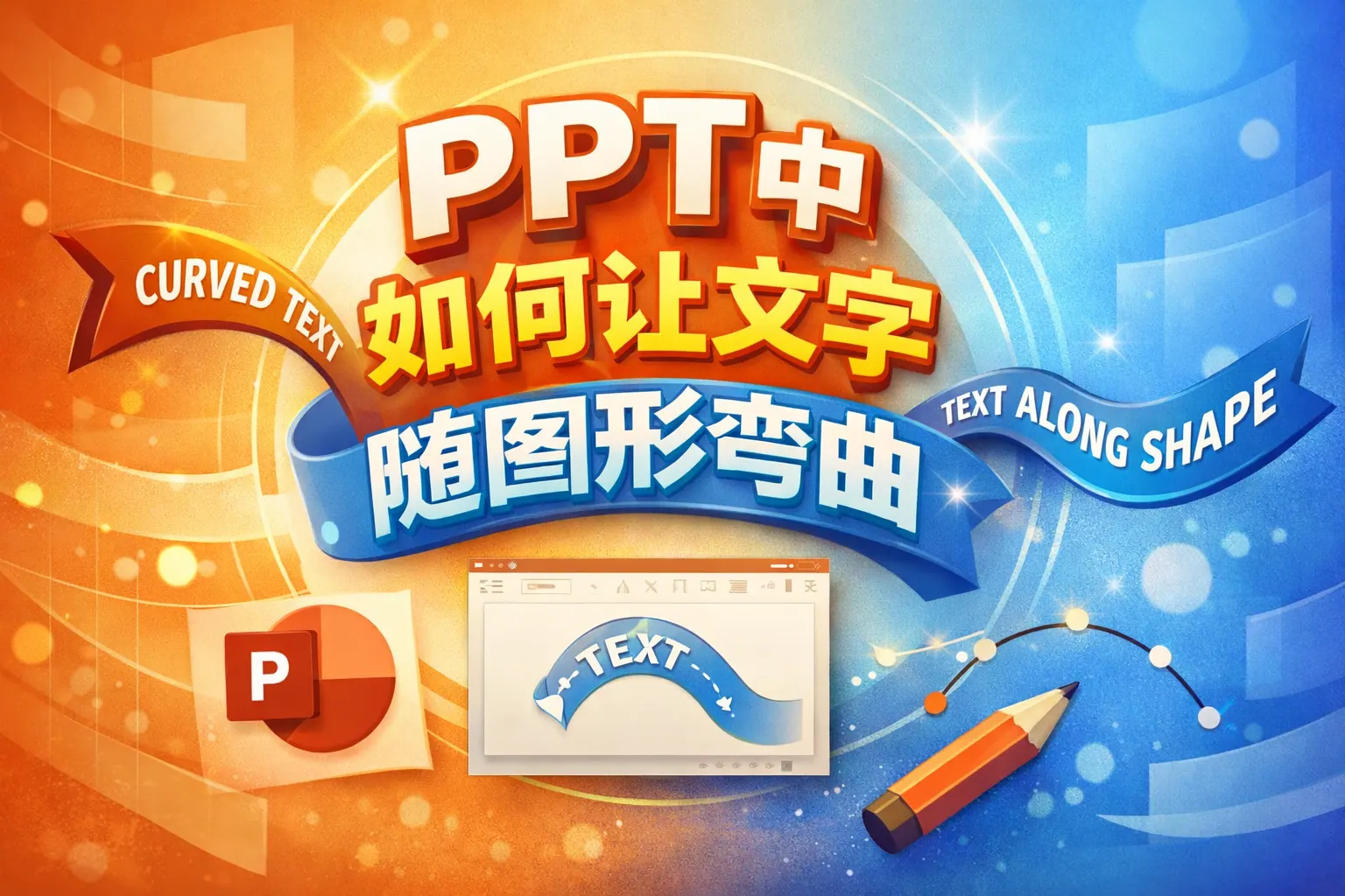 ppt中如何让文字随图形弯曲