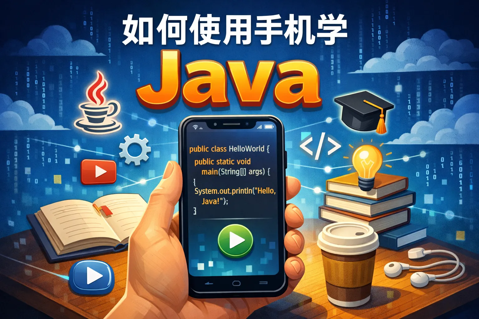 如何使用手机学java