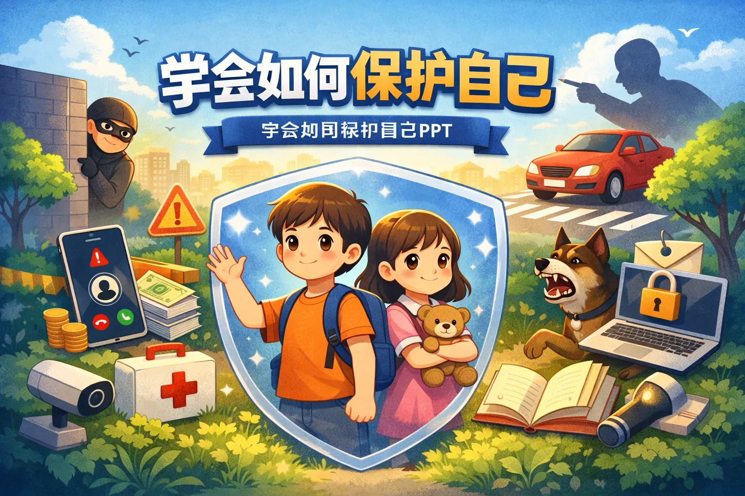 学会如何保护自己ppt背景的图片