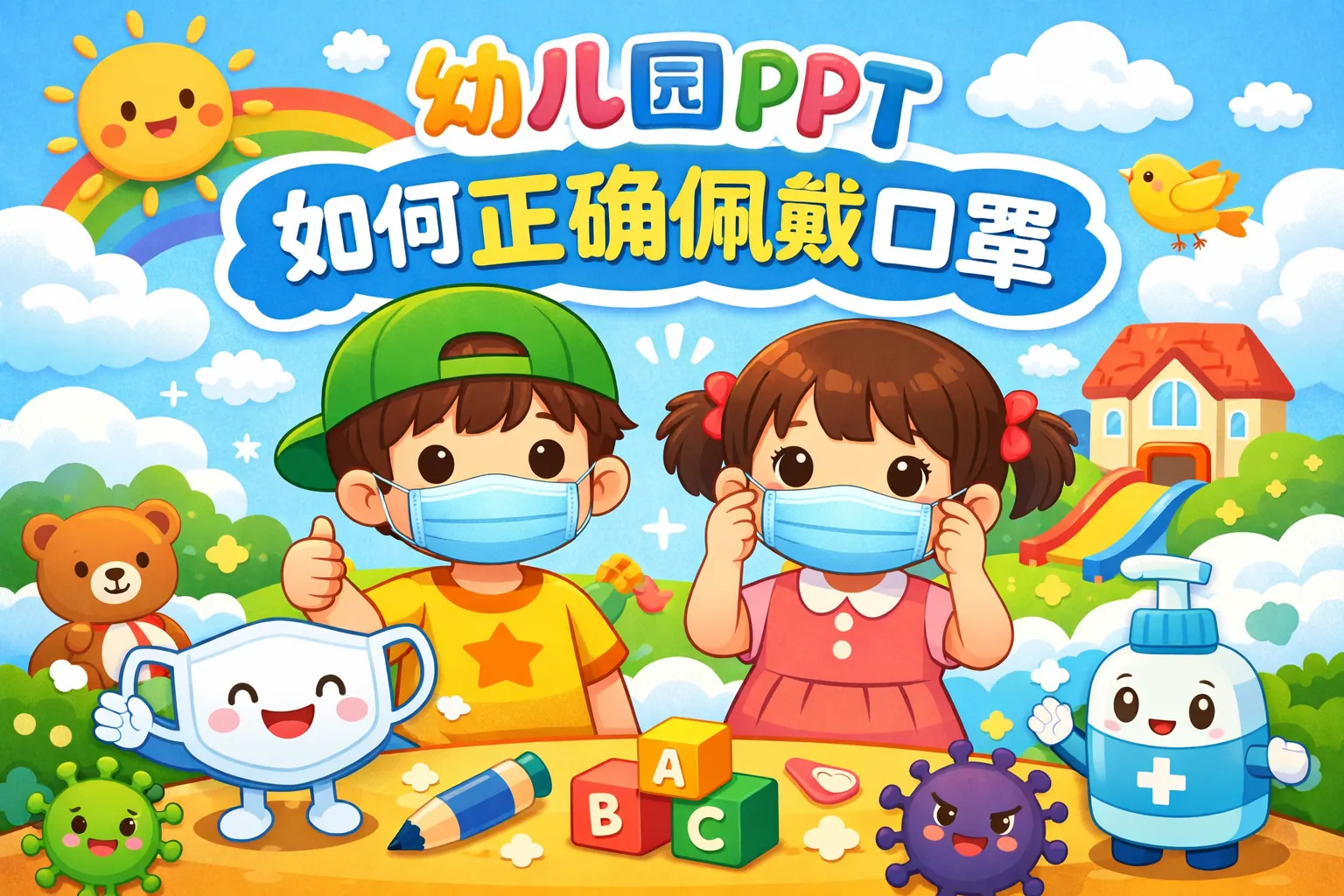 幼儿园ppt 如何正确佩戴口罩