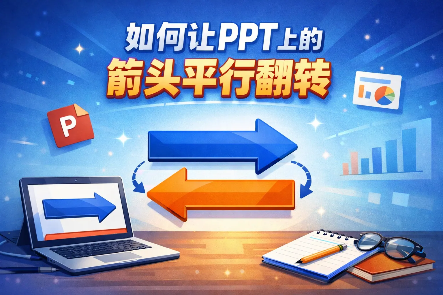 如何让ppt上的箭头平行翻转