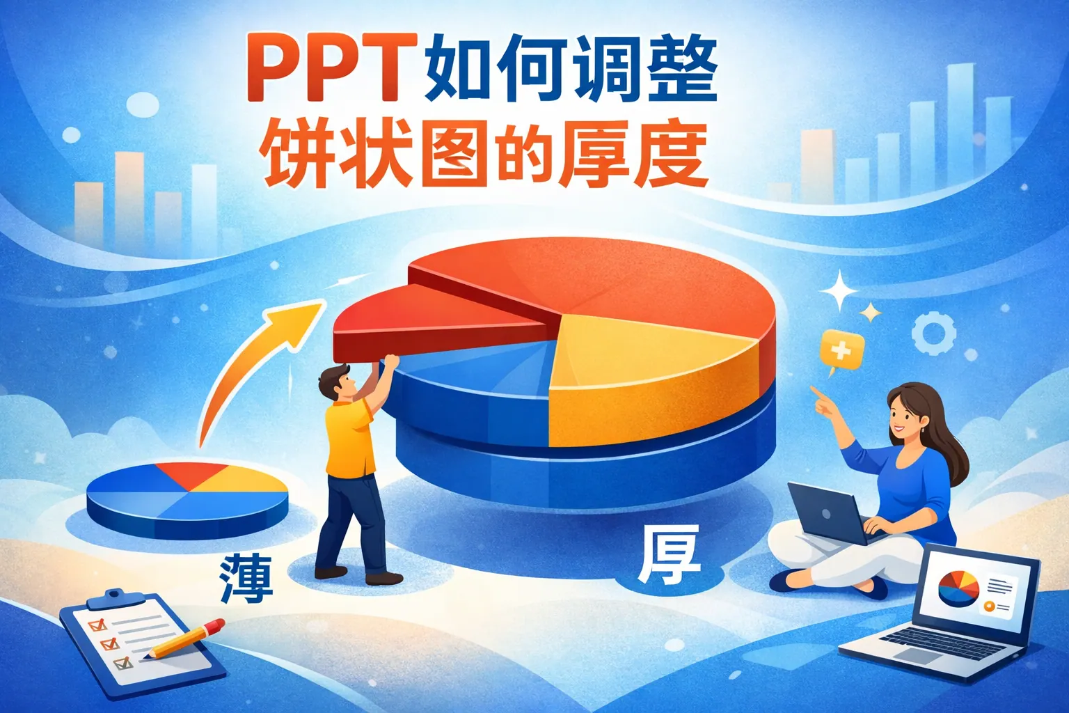 ppt如何调整饼状图的厚度