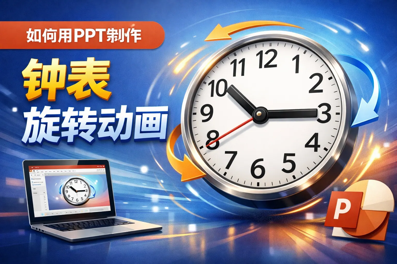如何用ppt制作钟表旋转动画