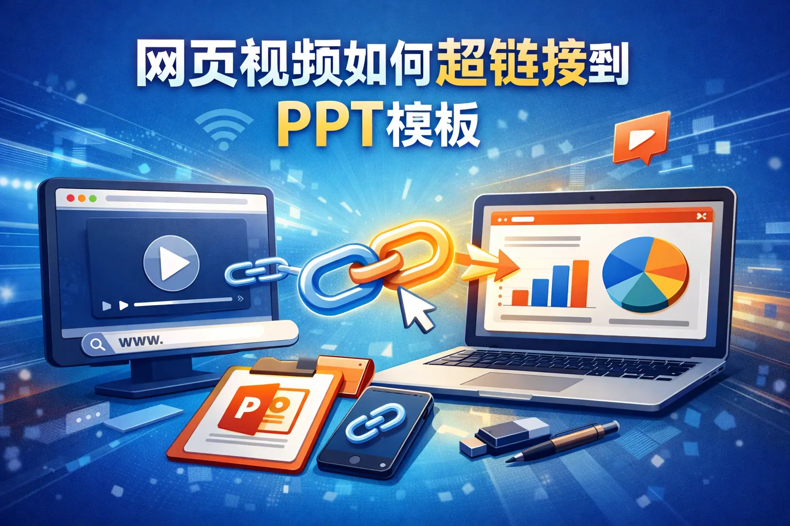 网页视频如何超链接到ppt模板
