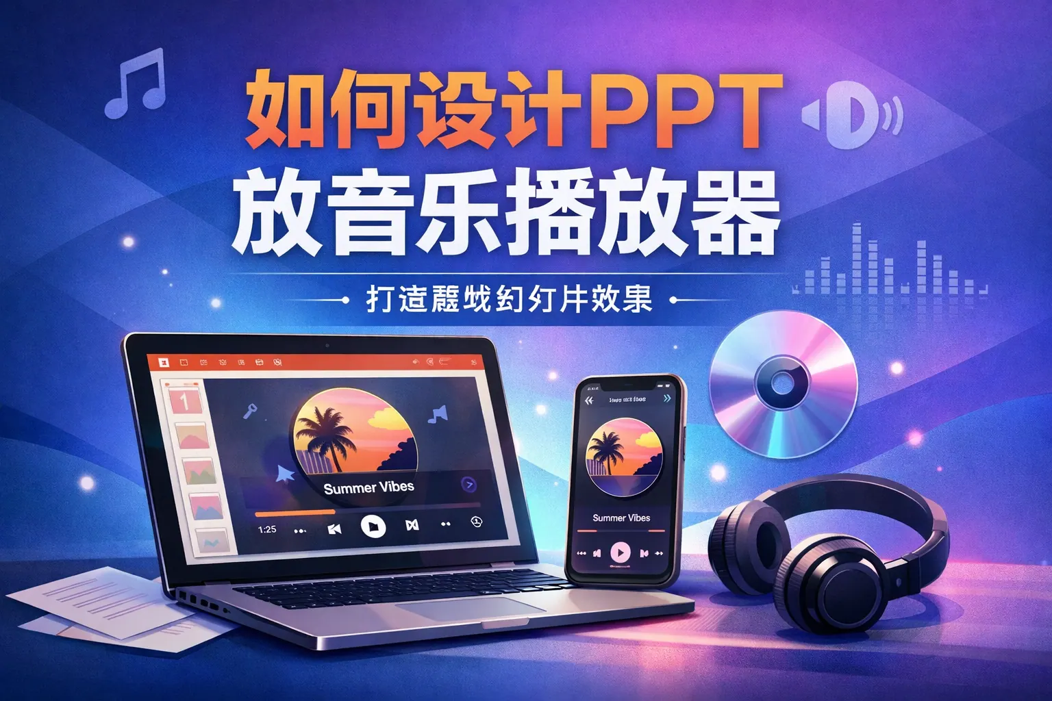 如何设计ppt放音乐播放器