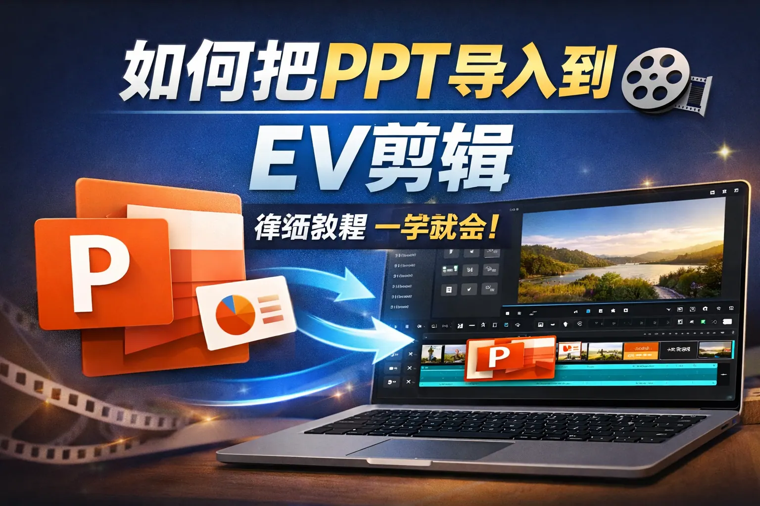 如何把ppt导入到EV剪辑