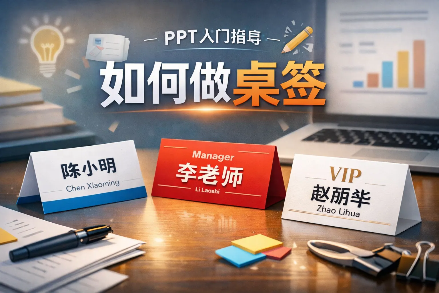 ppt里面如何做桌签