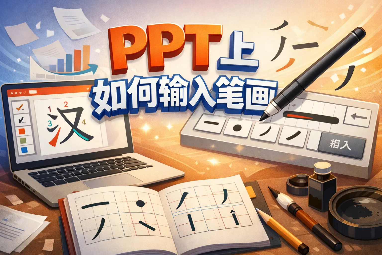 ppt上如何输入笔画