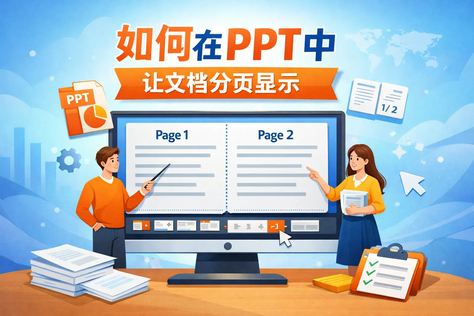 如何在ppt中让文档分页显示