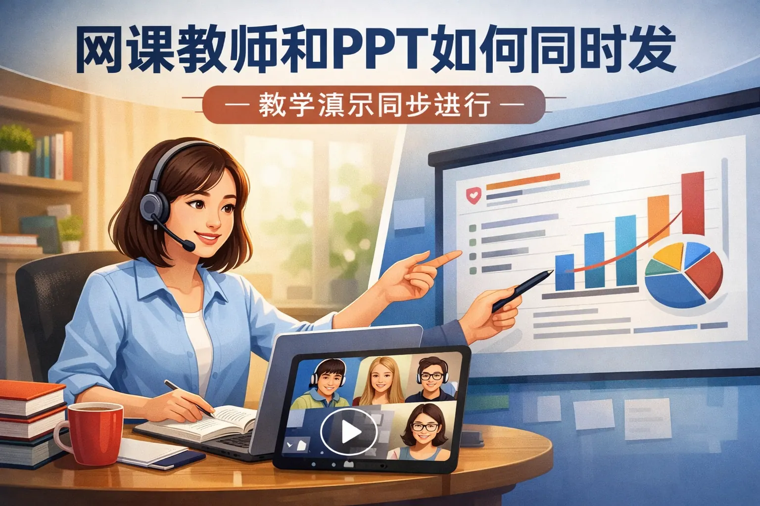 网课教师和ppt如何同时发