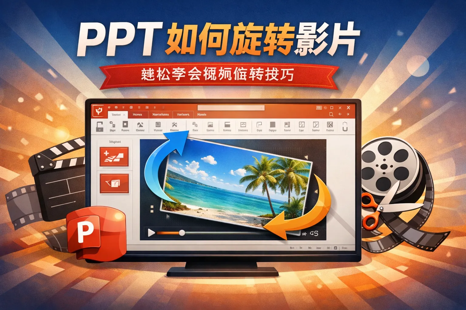 ppt如何旋转影片