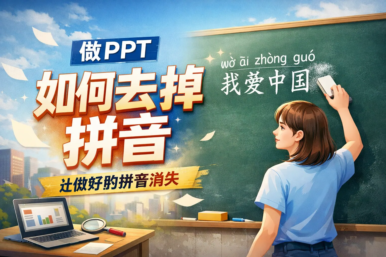 做ppt如何让做好的拼音消除