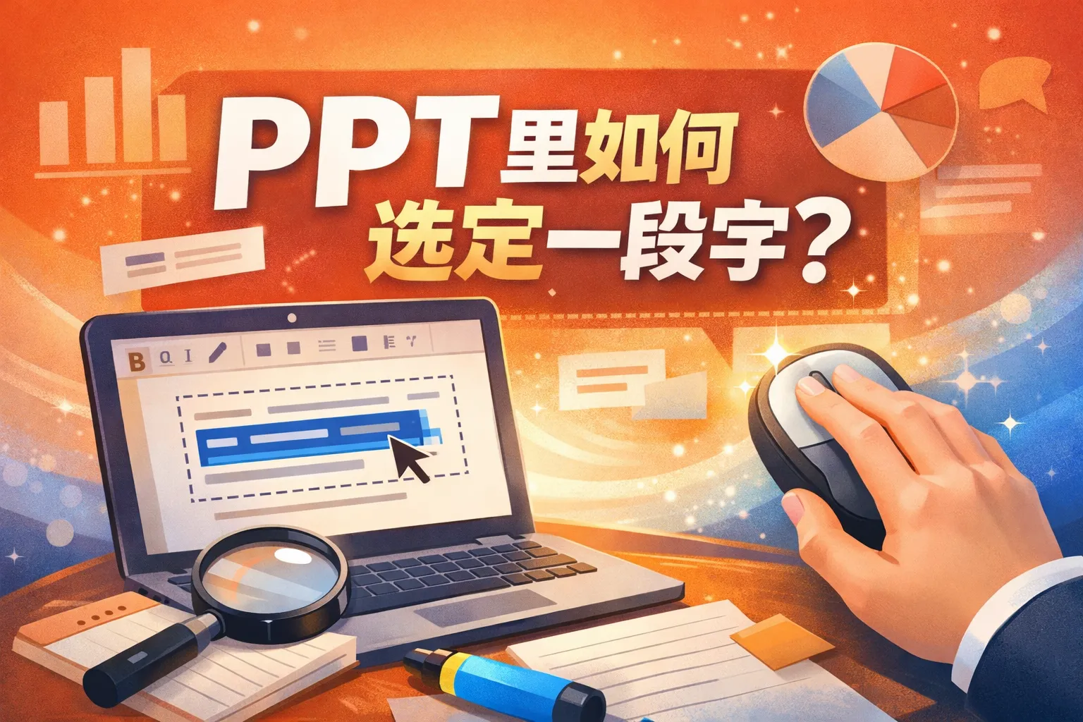 ppt里如何选定一段字